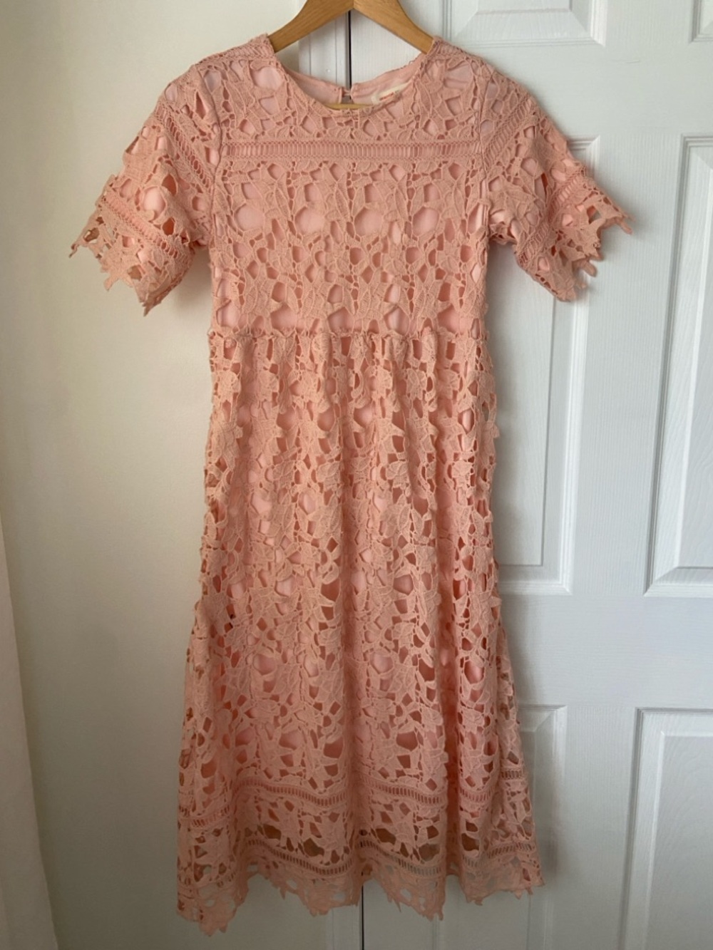 Roolee pink lace midi dress size extra small